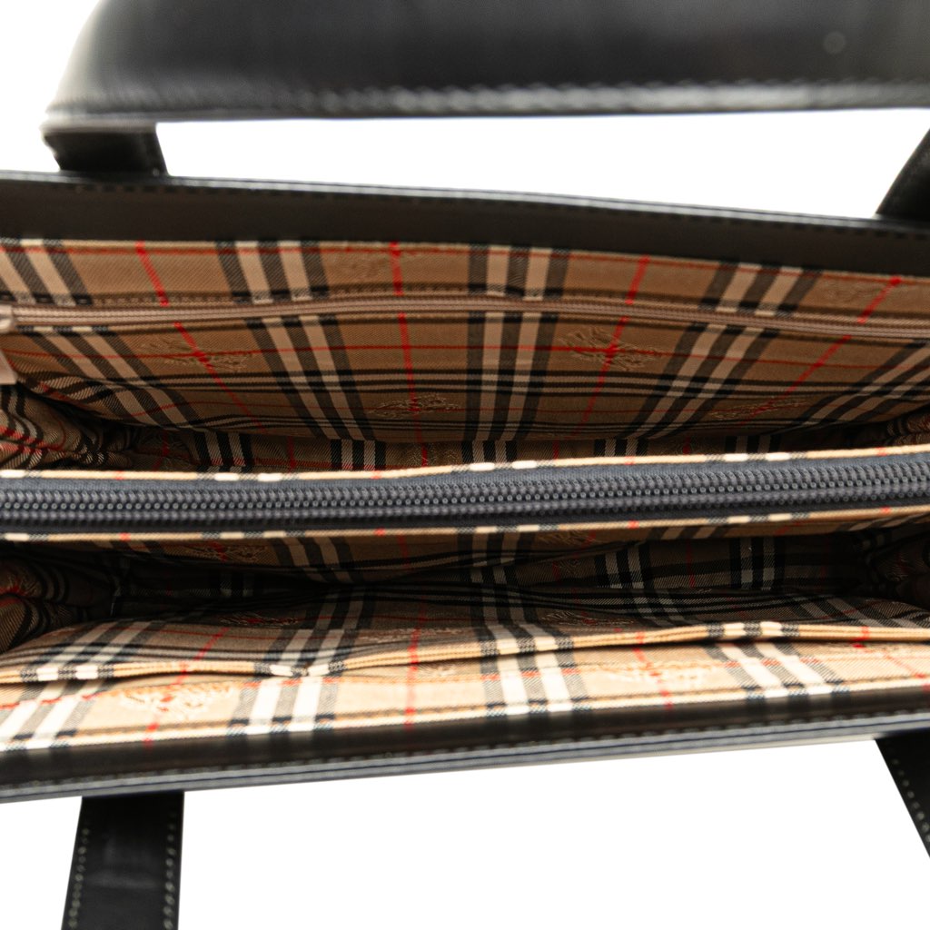 Burberry House Check Trimmed Leather Tote - 4