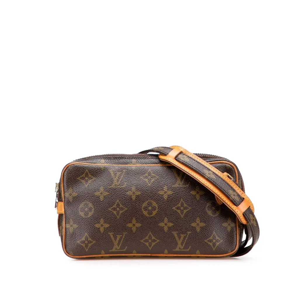 Louis Vuitton Monogram Pochette Marly Bandouliere Brown Canvas Good - Front View