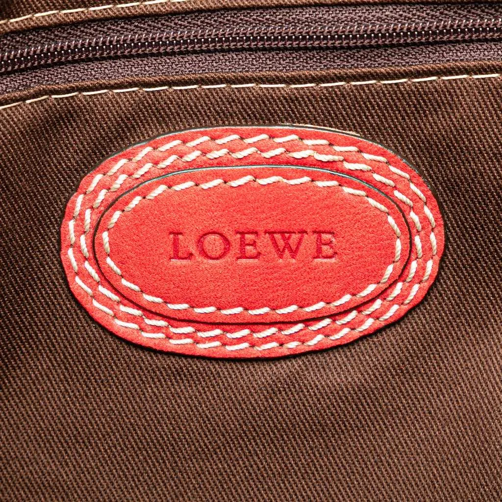 Loewe Nubuck Anagram Madrid Fringe Shoulder Bag Red Leather Very good - Box View