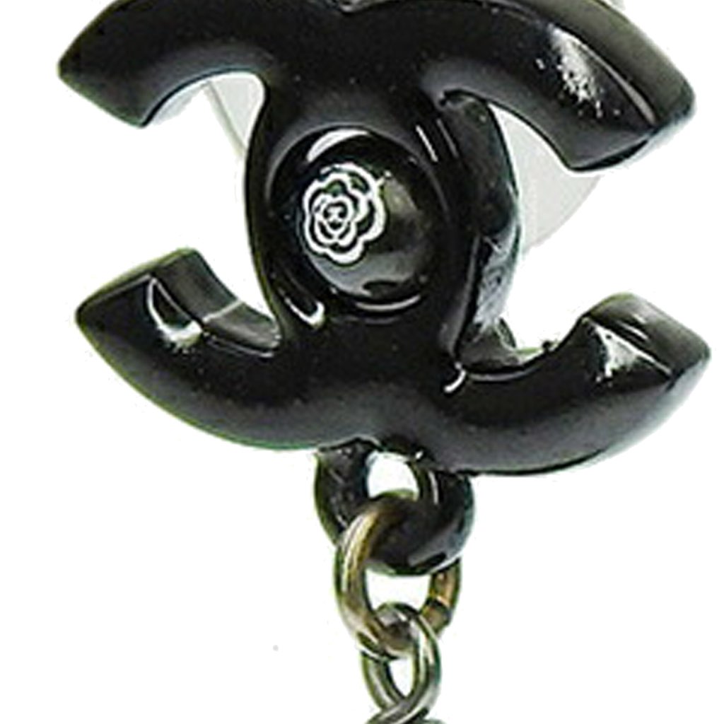 Chanel CC Plastic Drop Push Back Earrings - 2