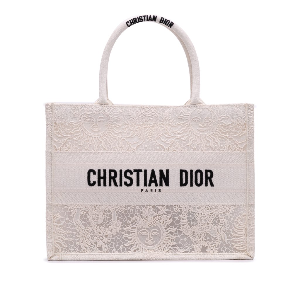 Dior Medium Canvas D Lace Sun Embroidery Book Tote