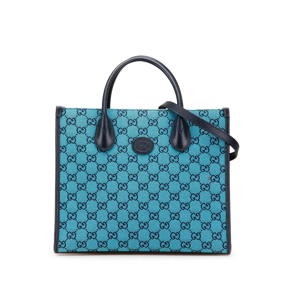 Gucci Small GG Canvas Interlocking G Tote Blue Canvas Very good - Front View