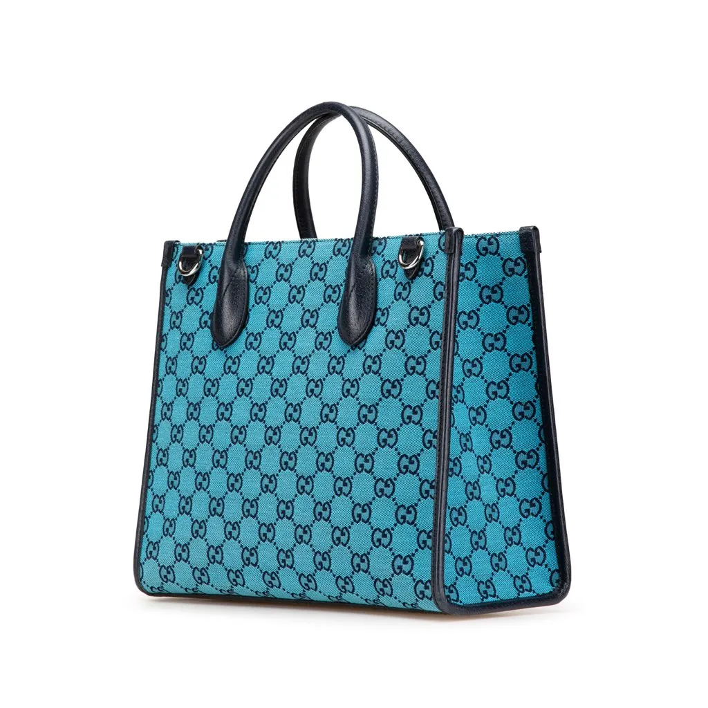 Gucci Small GG Canvas Interlocking G Tote Blue Canvas Very good - Back View