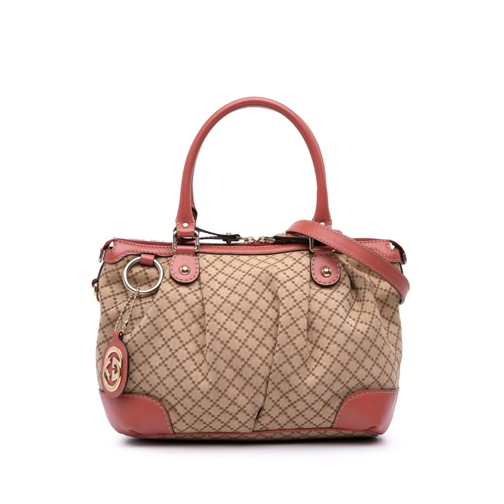 Gucci Diamante Canvas Sukey Satchel