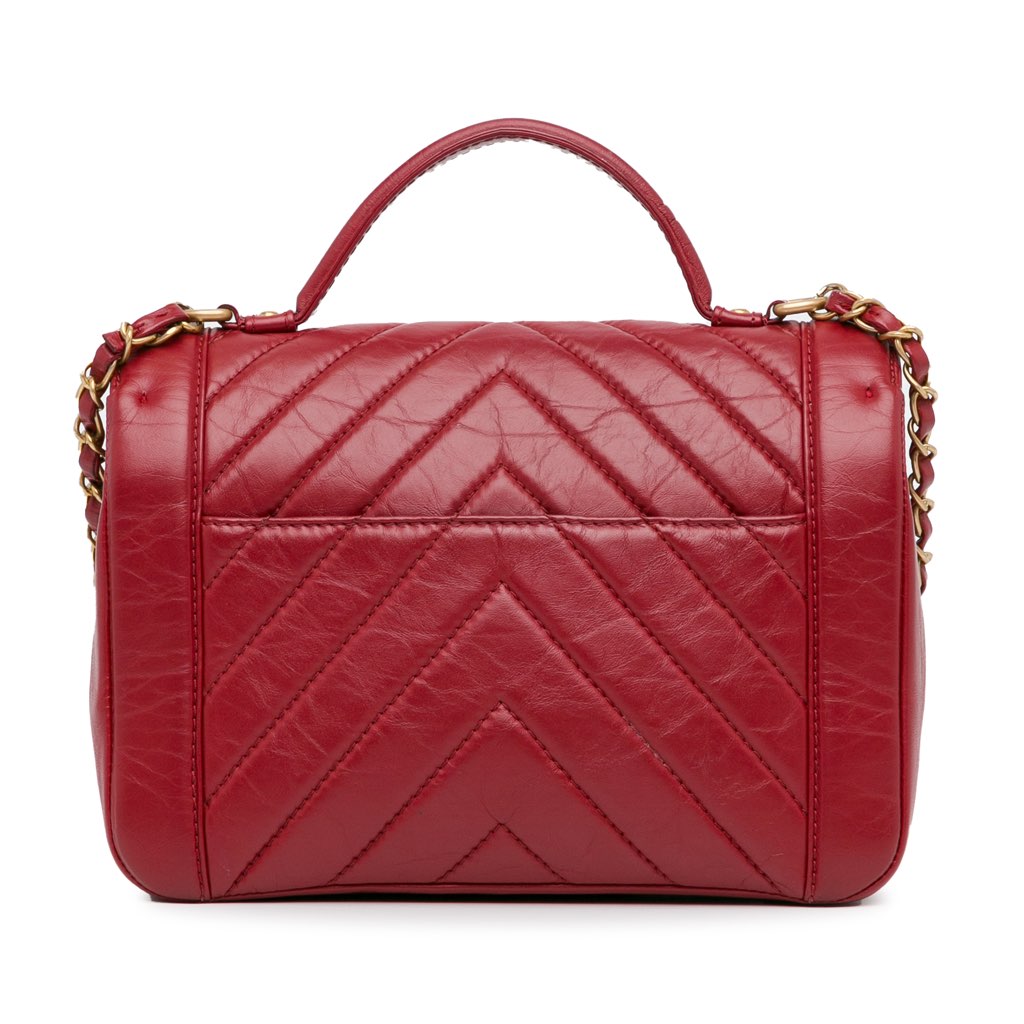 Chanel CC Chevron Calfskin Top Handle Flap - 3