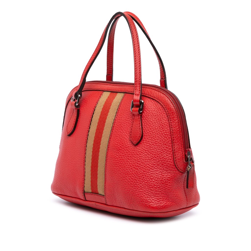 Gucci Mini Leather Web Dome Satchel - Back view