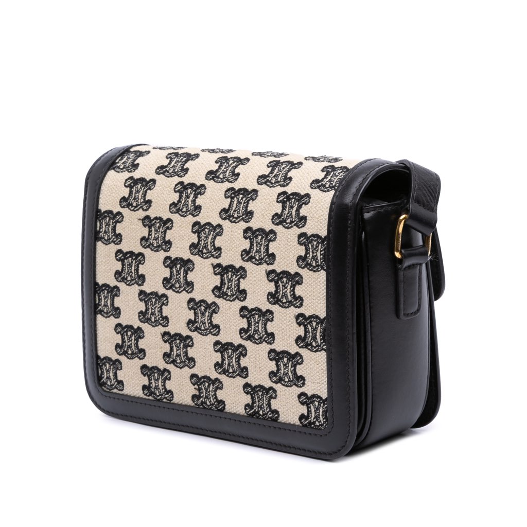 Celine Teen Embroidered Canvas and Calfskin Triomphe Crossbody - Back view