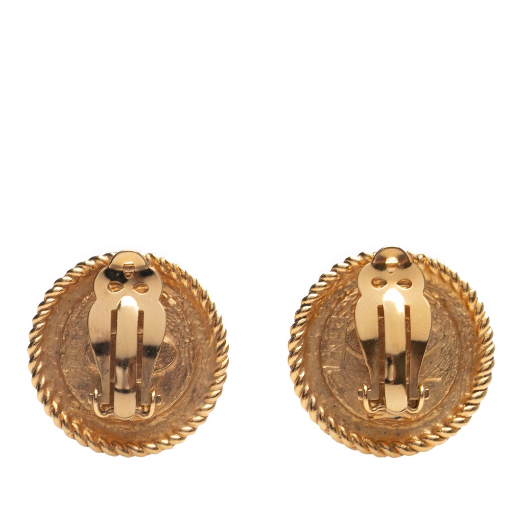 Chanel Gold Plated Faux Pearl Round Clip on Earrings - 2