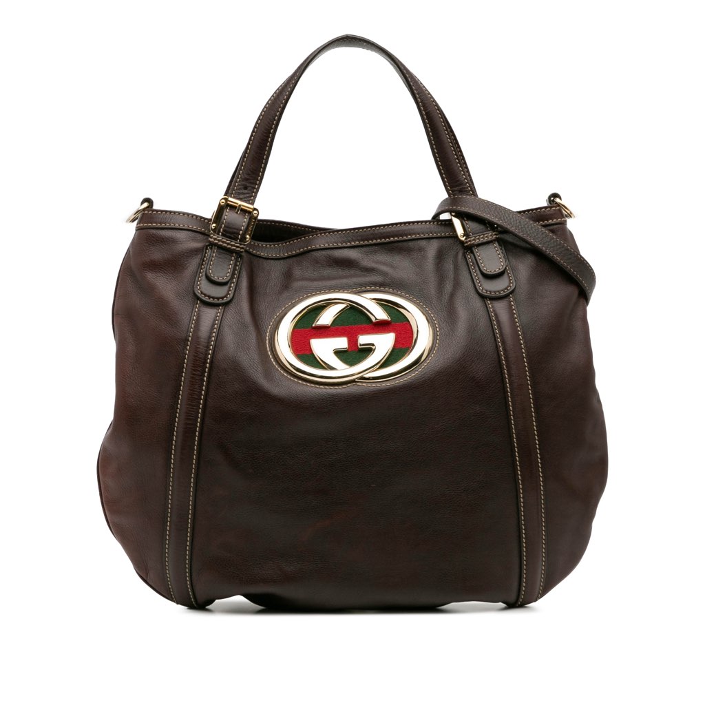 Gucci Medium Leather Web Britt Satchel