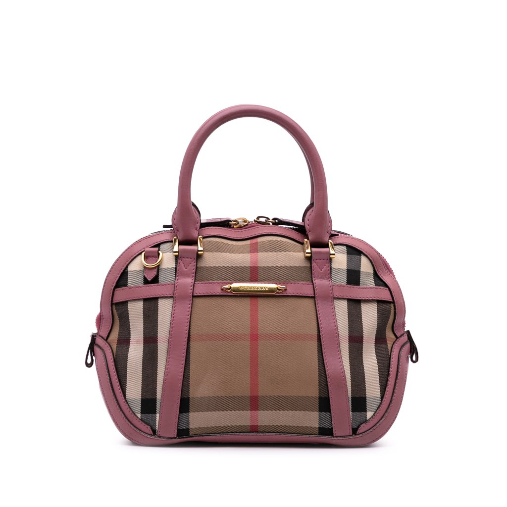 Burberry Small Leather Trimmed House Check Canvas Bridle Orchard Satchel