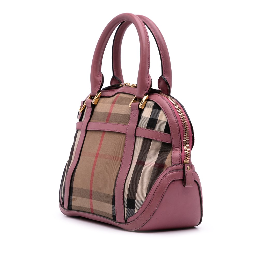 Burberry Small Leather Trimmed House Check Canvas Bridle Orchard Satchel - Back view