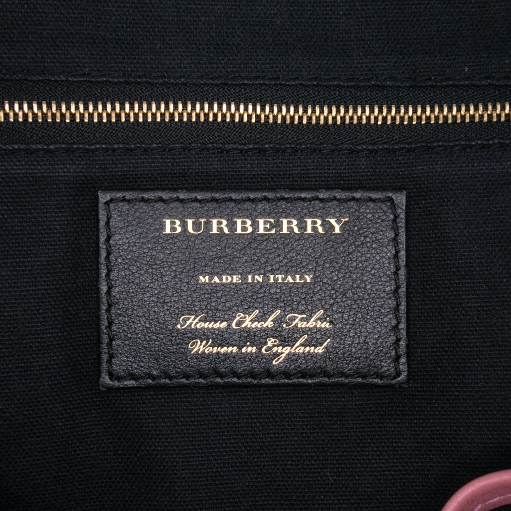 Burberry Small Leather Trimmed House Check Canvas Bridle Orchard Satchel - Side view