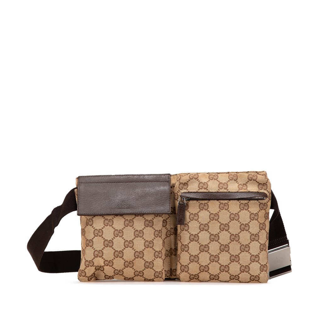 Gucci GG Canvas Double Pocket Belt Bag