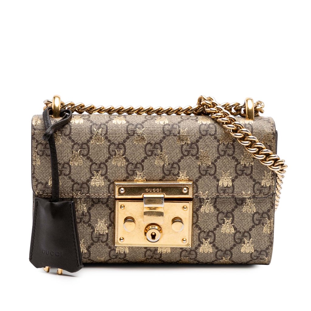 Gucci Small GG Supreme Bee Padlock Crossbody