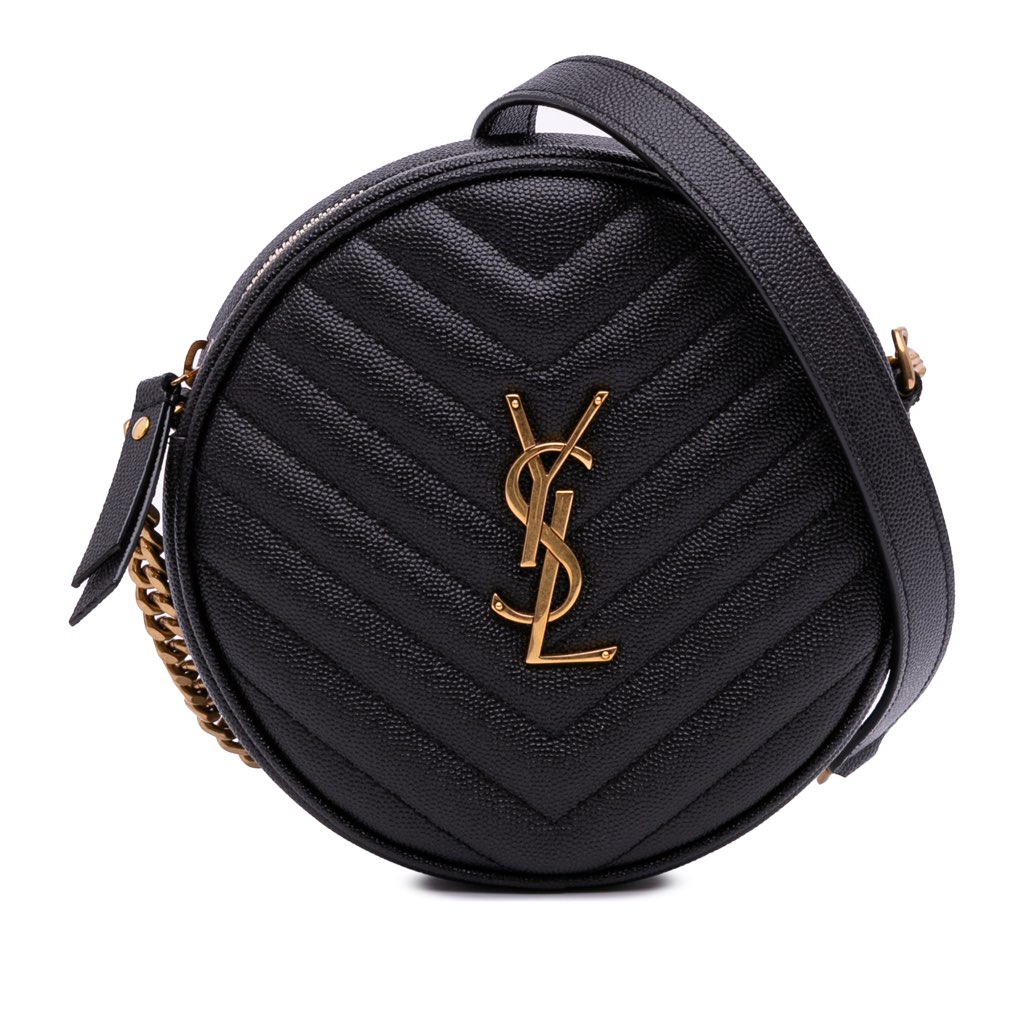 Saint Laurent Grain De Poudre Chevron Round Vinyle Camera Bag