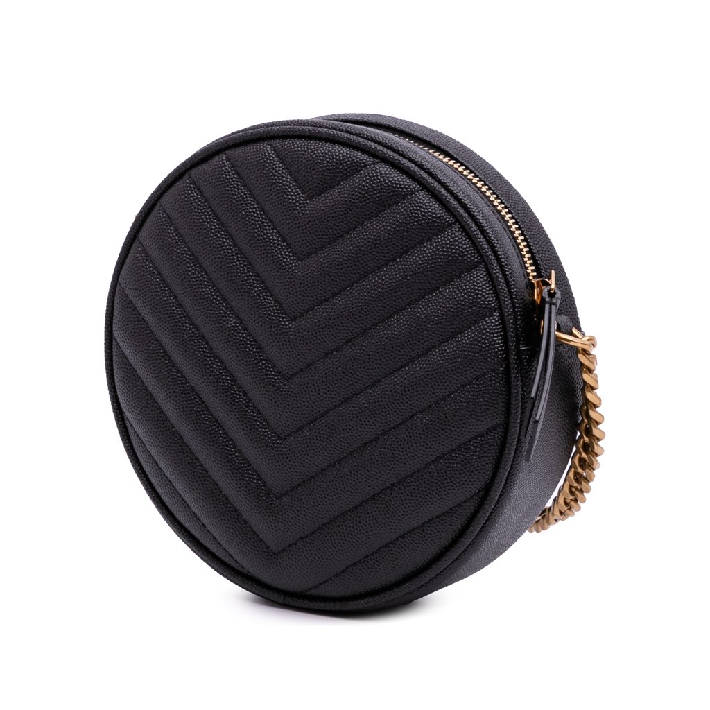 Saint Laurent Grain De Poudre Chevron Round Vinyle Camera Bag - Back view