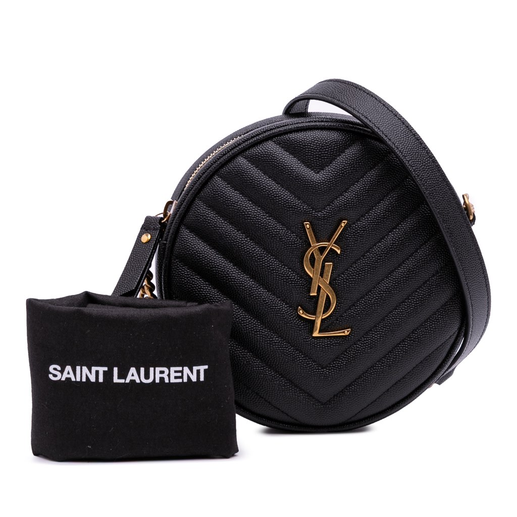 Saint Laurent Grain De Poudre Chevron Round Vinyle Camera Bag - Image 13