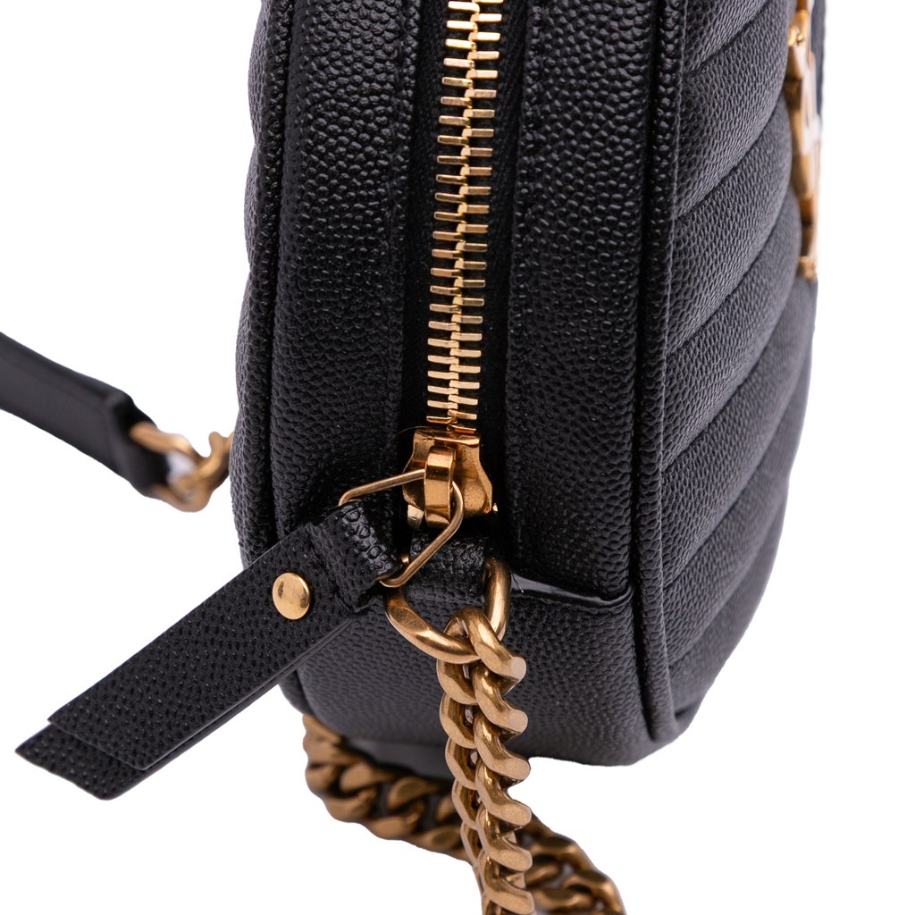 Saint Laurent Grain De Poudre Chevron Round Vinyle Camera Bag - Image 11