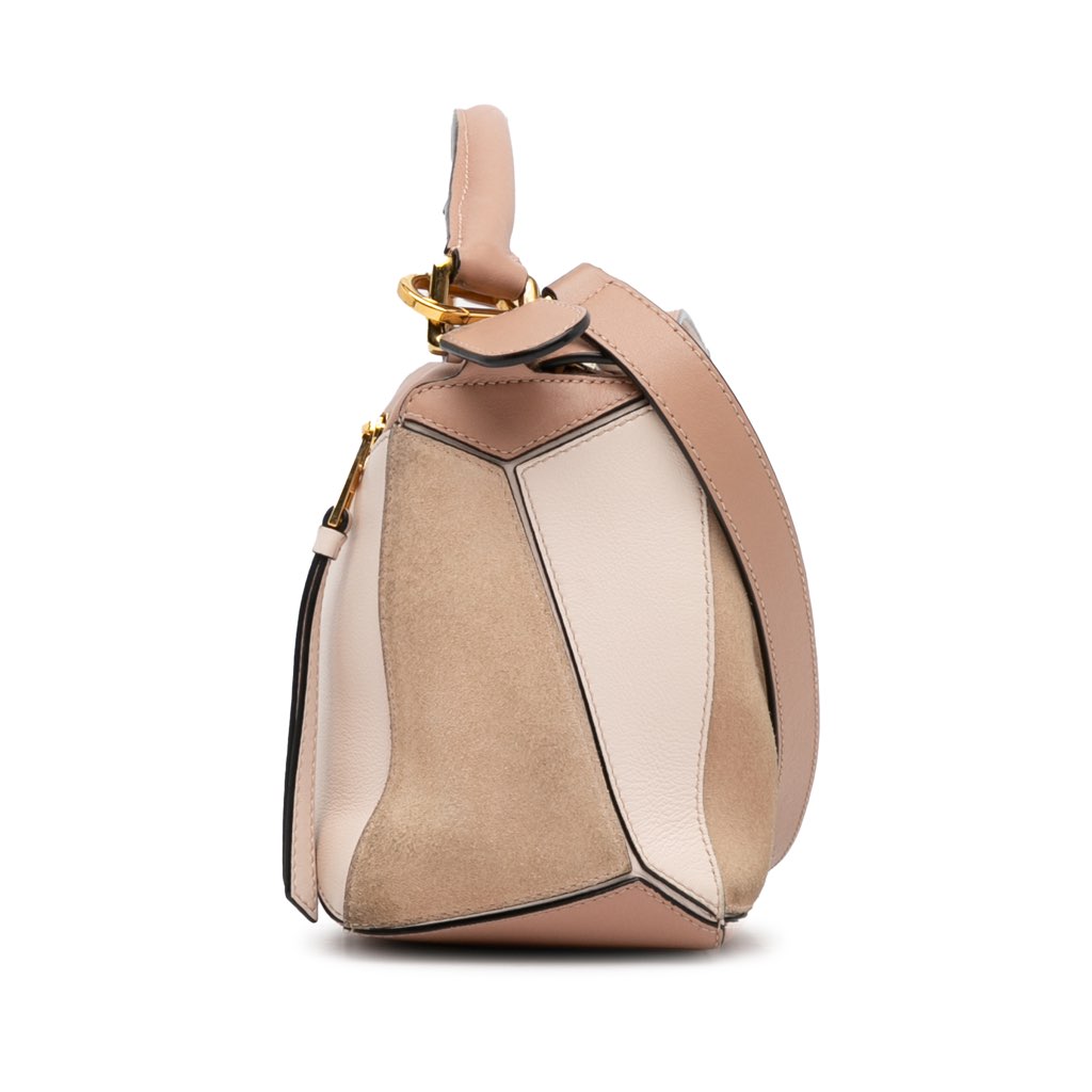 Loewe Small Tricolor Calfskin and Suede Puzzle Satchel - 3