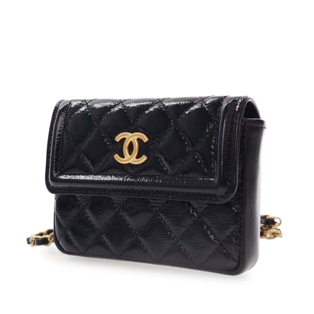 Chanel Mini Quilted Aged Calfskin Card Holder On Chain Belt Bag - 3
