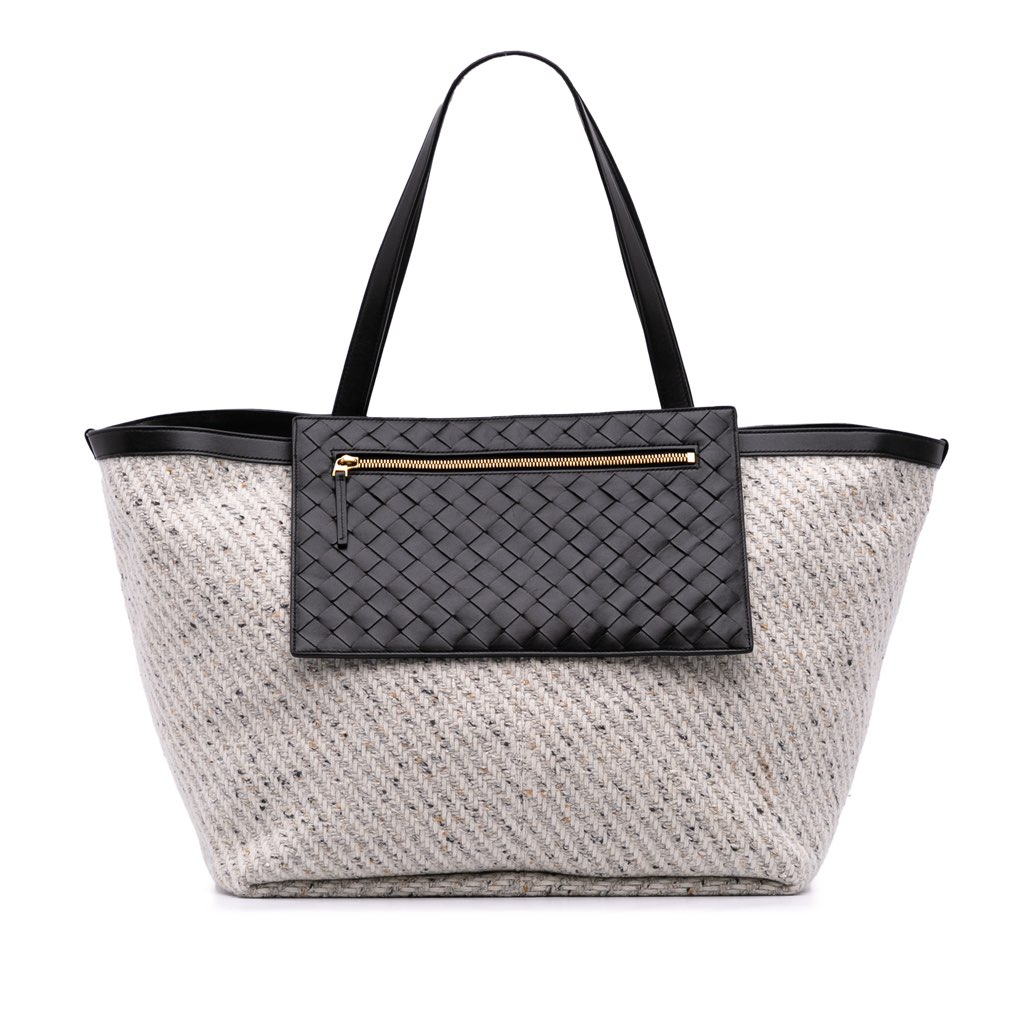 Bottega Veneta Large Wool and Calfskin Flip Flap Tote