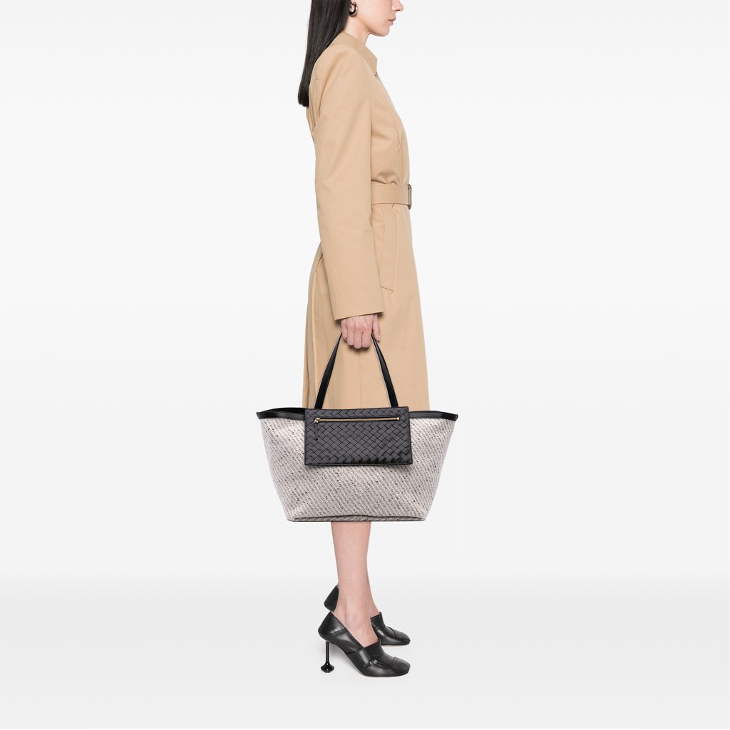 Bottega Veneta Large Wool and Calfskin Flip Flap Tote - Image 12