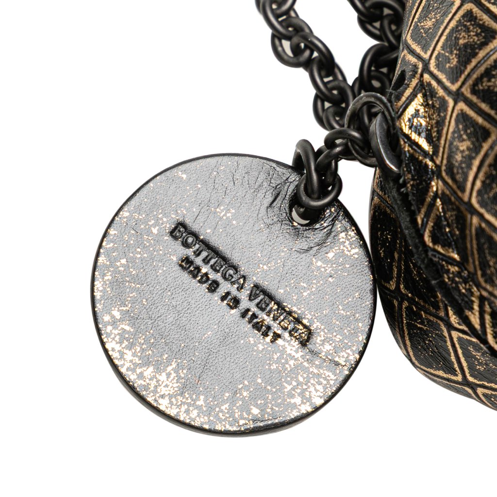 Bottega Veneta Metallic Calfskin Intrecciomirage Chain Flap Crossbody - Side view