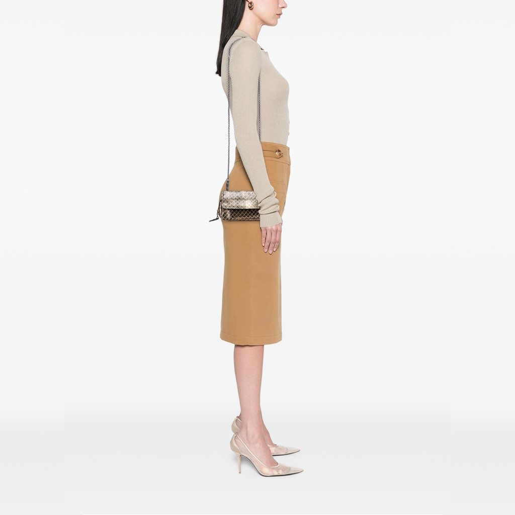 Bottega Veneta Metallic Calfskin Intrecciomirage Chain Flap Crossbody - Image 12