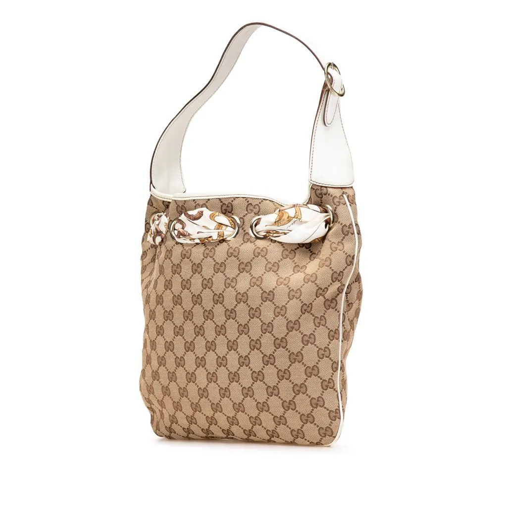 Gucci GG Canvas Positano Hobo Brown Canvas Good - Back View