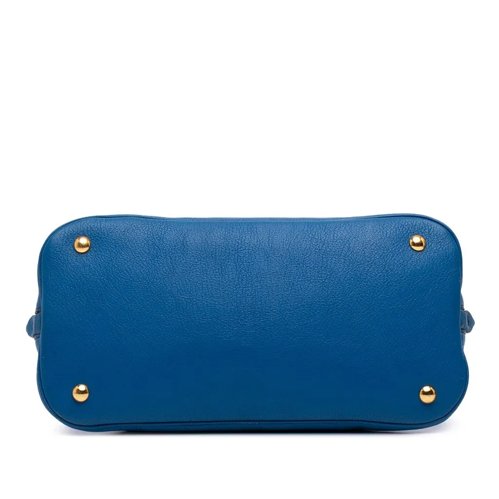 Miu Miu Goatskin Madras Bowling Bag Blue Leather Good - Inside View