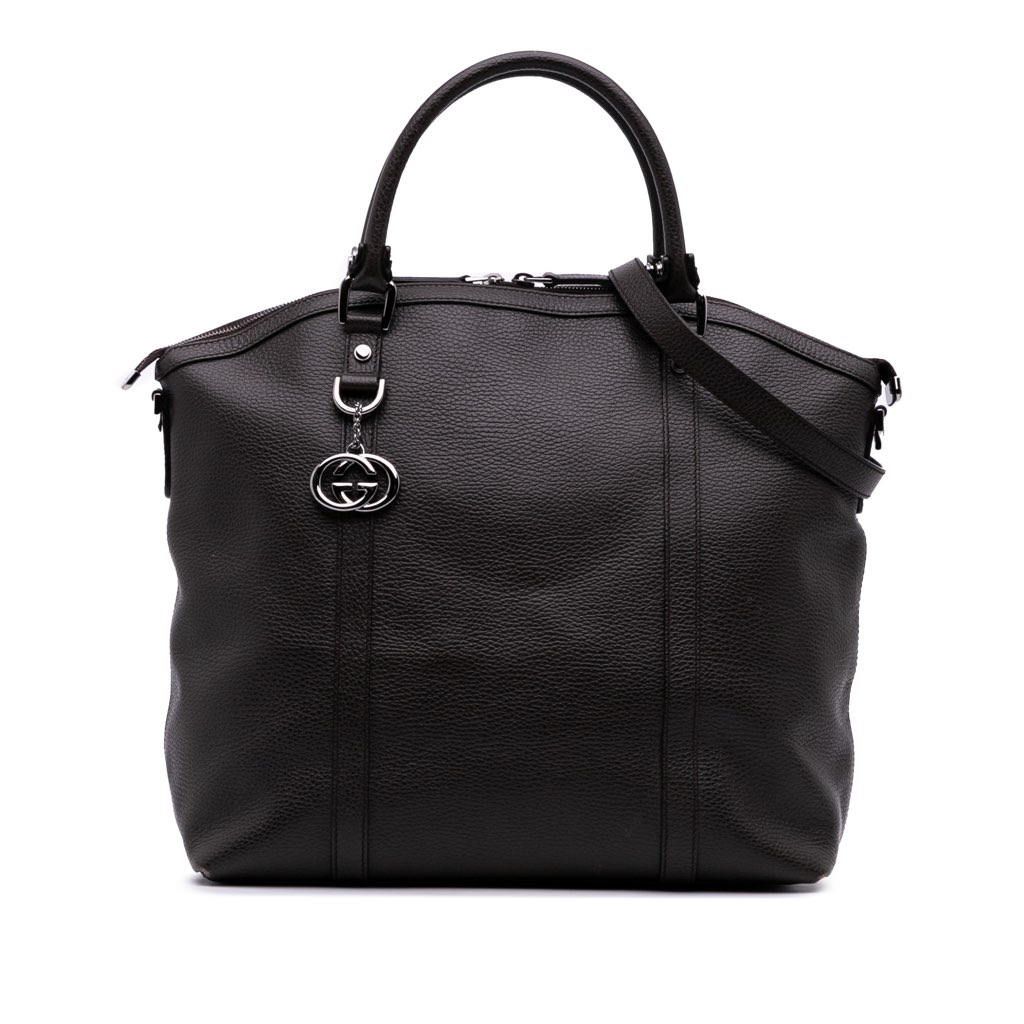 Gucci Large Leather GG Charm Dome Satchel