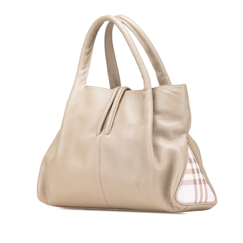 Burberry House Check Trimmed Leather Horn Toggle Tote - 2