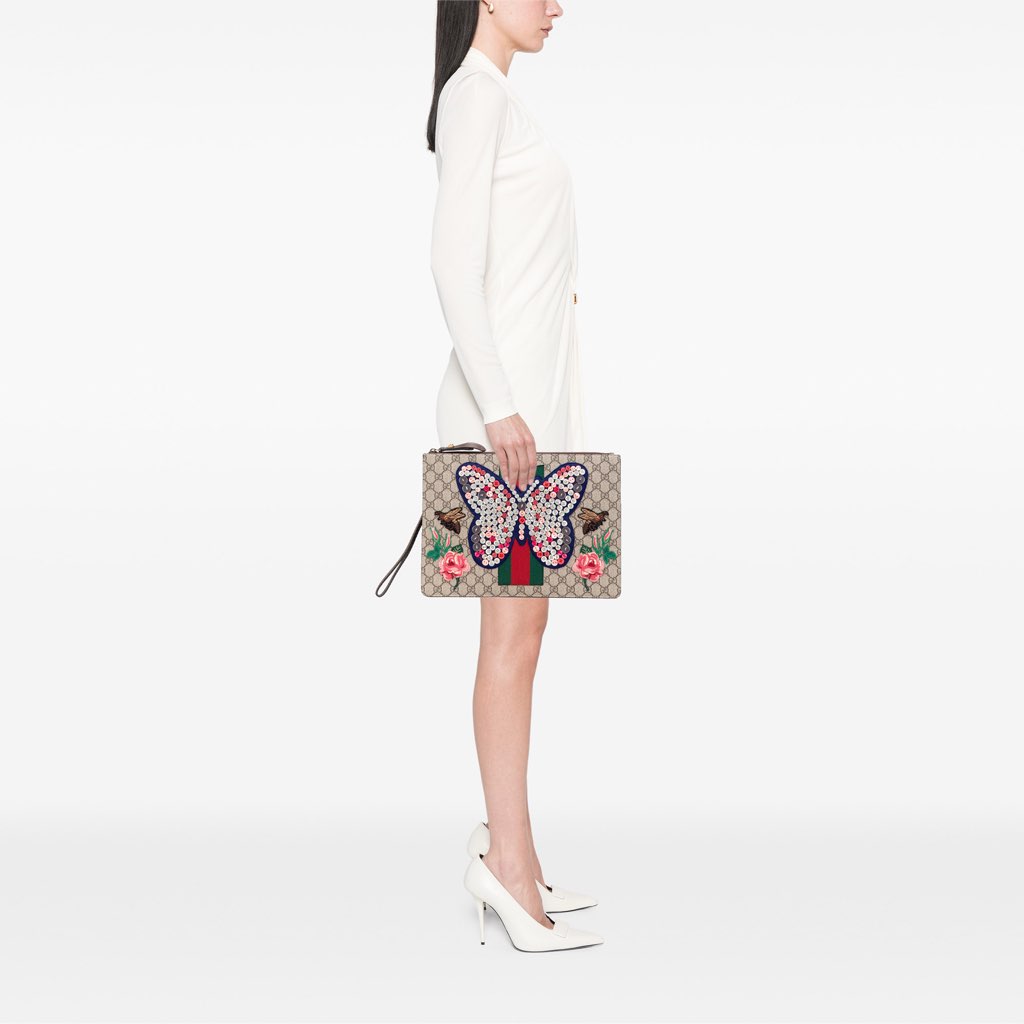 Gucci GG Supreme Web Butterfly Clutch - Image 15