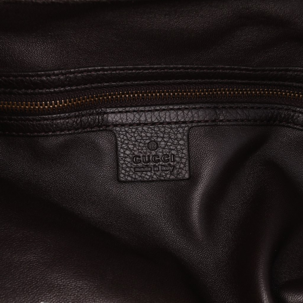 Gucci Large Pebbled Deerskin Bamboo Hip Tote - 5