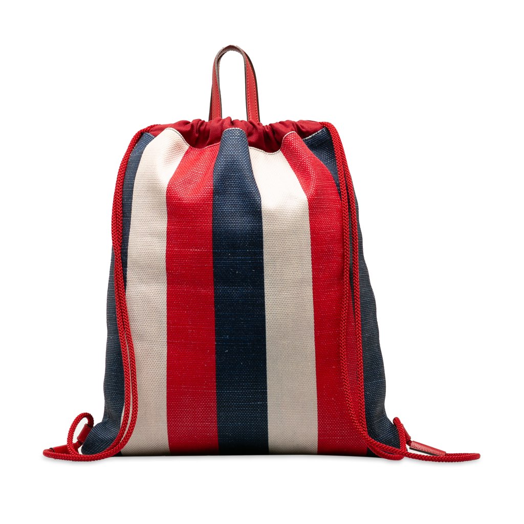 Gucci Canvas Sylvie Stripe Logo Drawstring Backpack - Image 6