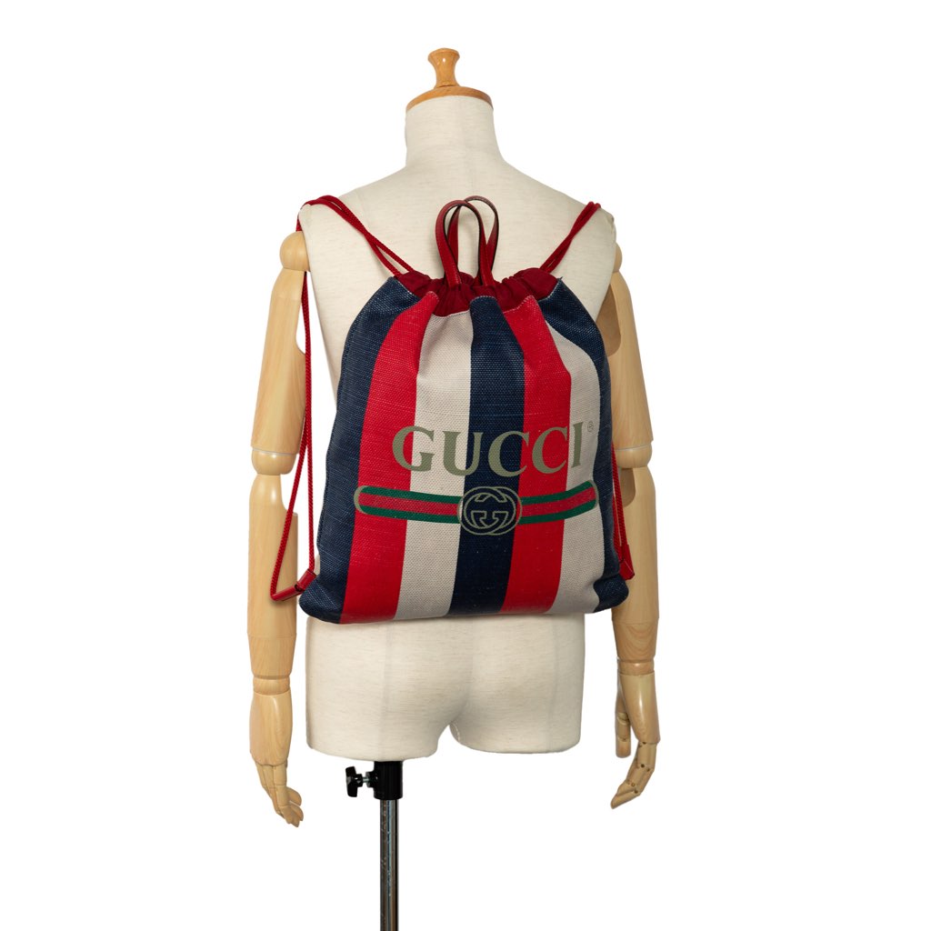 Gucci Canvas Sylvie Stripe Logo Drawstring Backpack - Image 11