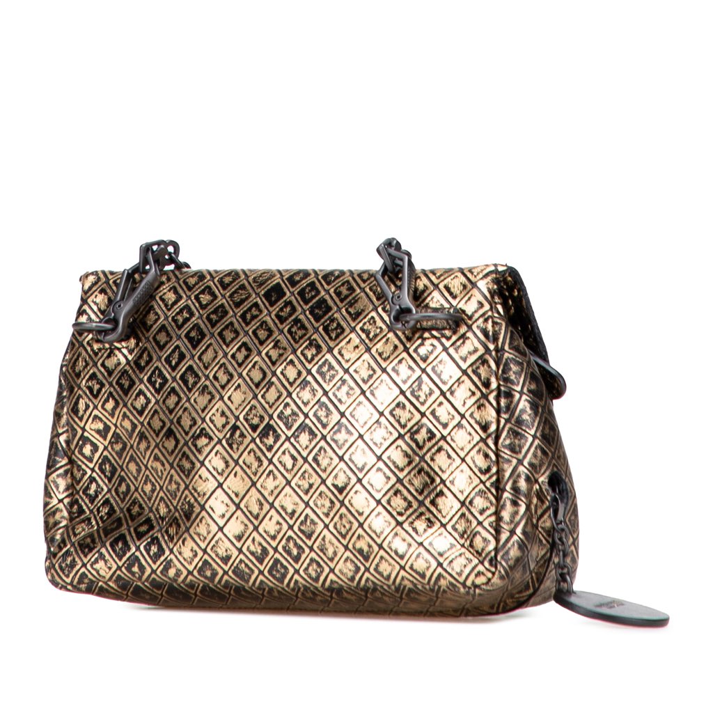 Bottega Veneta Metallic Calfskin Intrecciomirage Chain Flap Crossbody - 2