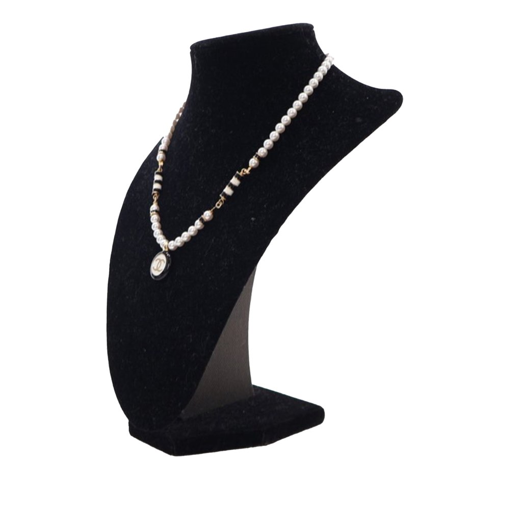 Chanel Gold Plated Faux Pearl CC Pendant Necklace - 2