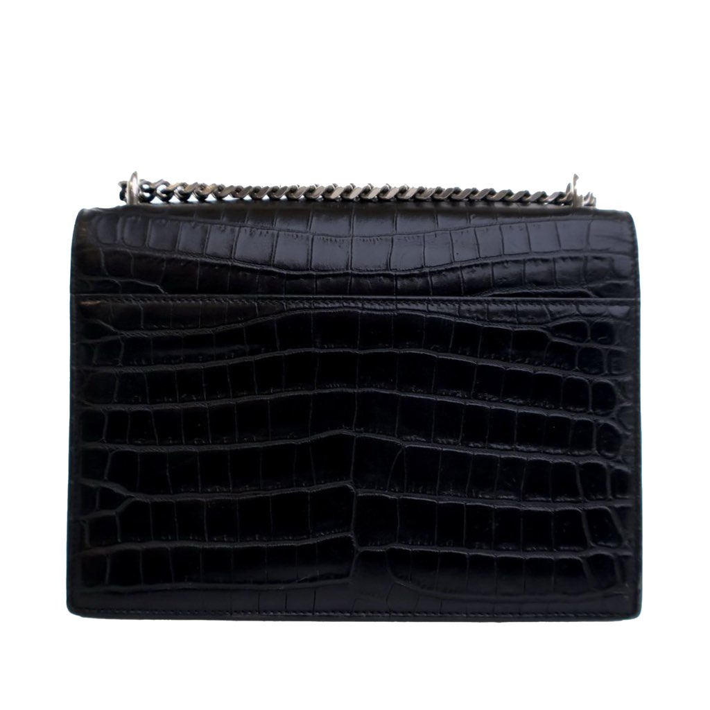 Saint Laurent Medium Croc Embossed Calfskin Sunset Flap Crossbody - 3