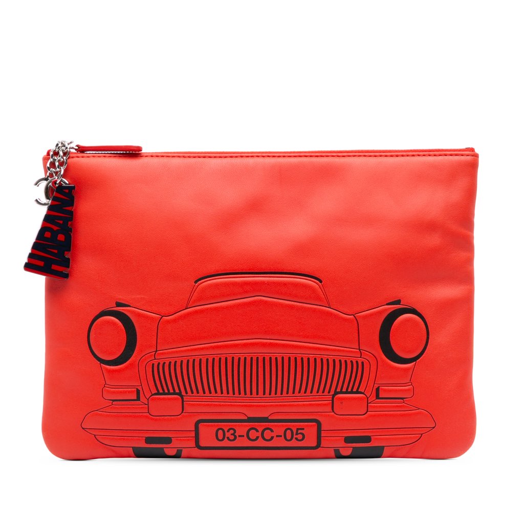 Chanel Medium Printed Lambskin Cuba La Habana O Case Clutch