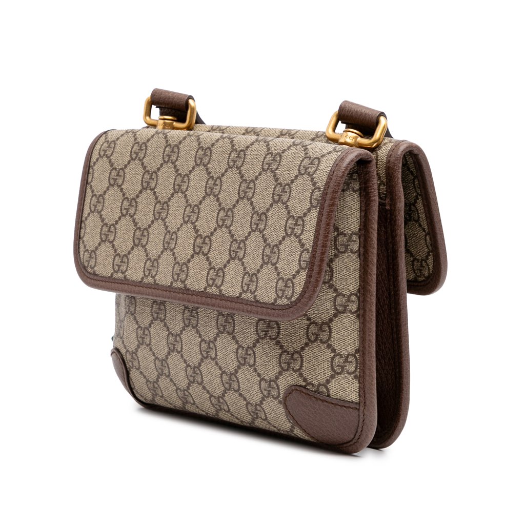 Gucci Small GG Supreme Web Neo Vintage Double Flap Messenger Bag - 2