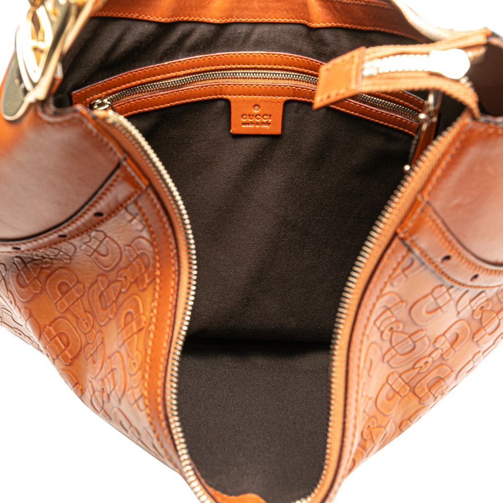 Gucci Embossed Leather Horsebit Glam Hobo - 4