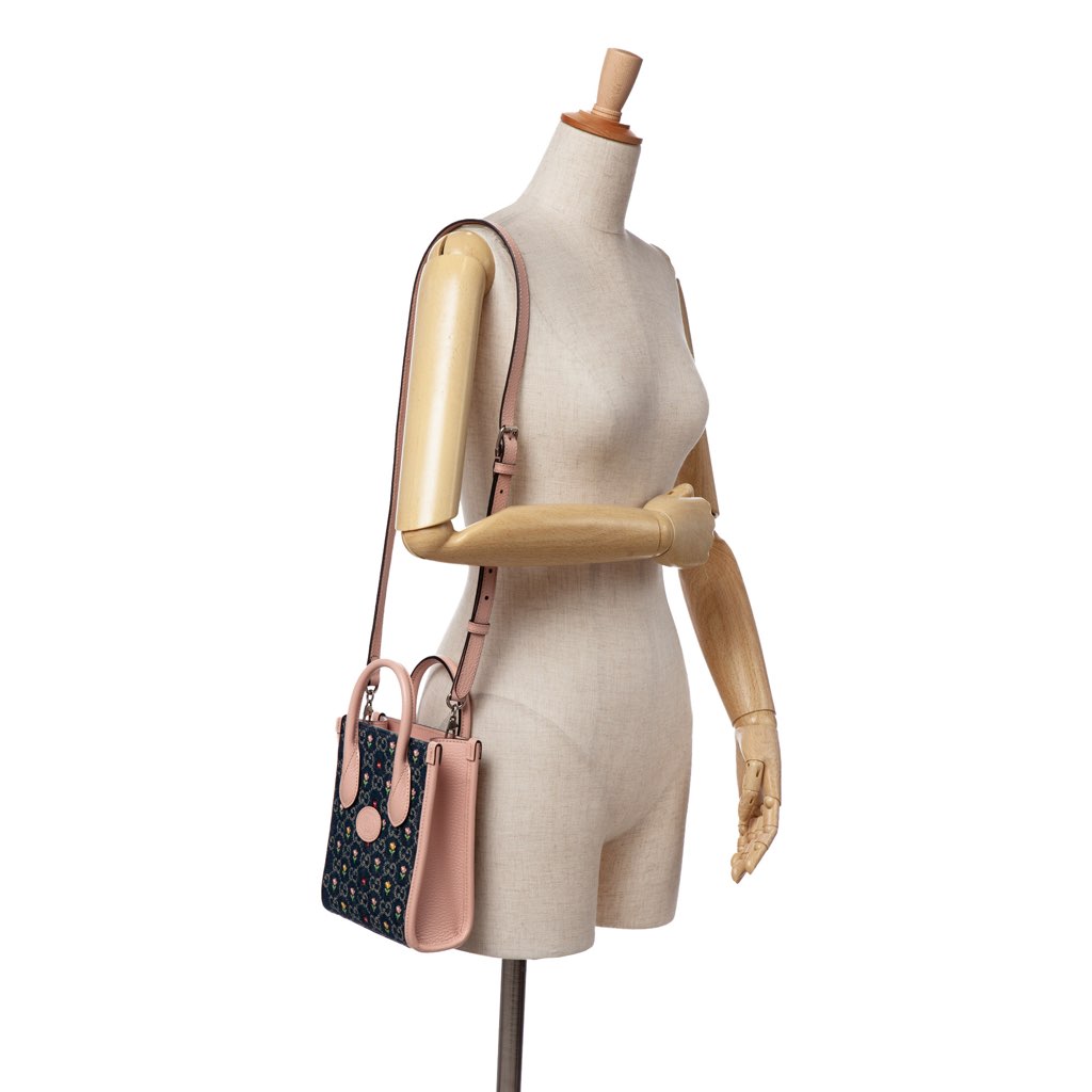 Gucci Mini GG Denim Interlocking G Flowers Tote - Image 12