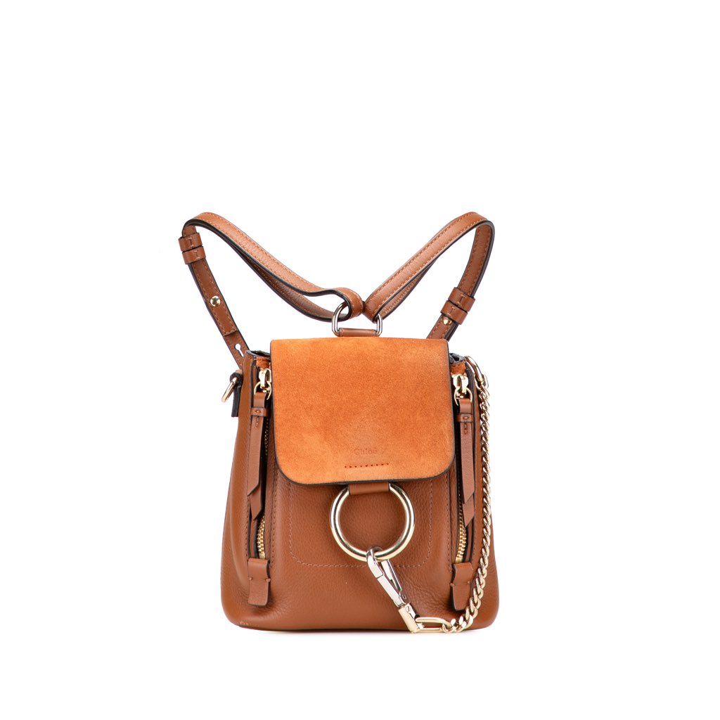 Chloé Mini Calfskin and Suede Faye Backpack