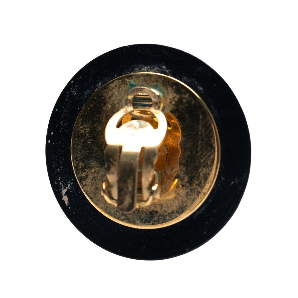 Chanel CC Resin and Gold Plated Quilted Button Clip On Earrings - 3