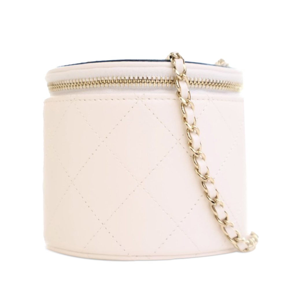 Chanel CC Lambskin Round Vanity Case