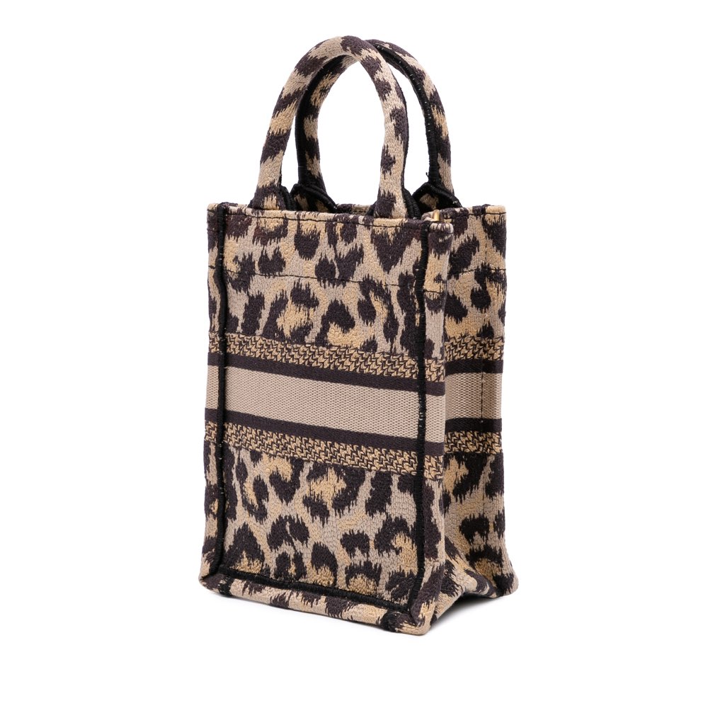 Dior Mizza Mini Embroidered Canvas Leopard Vertical Book Tote - 2