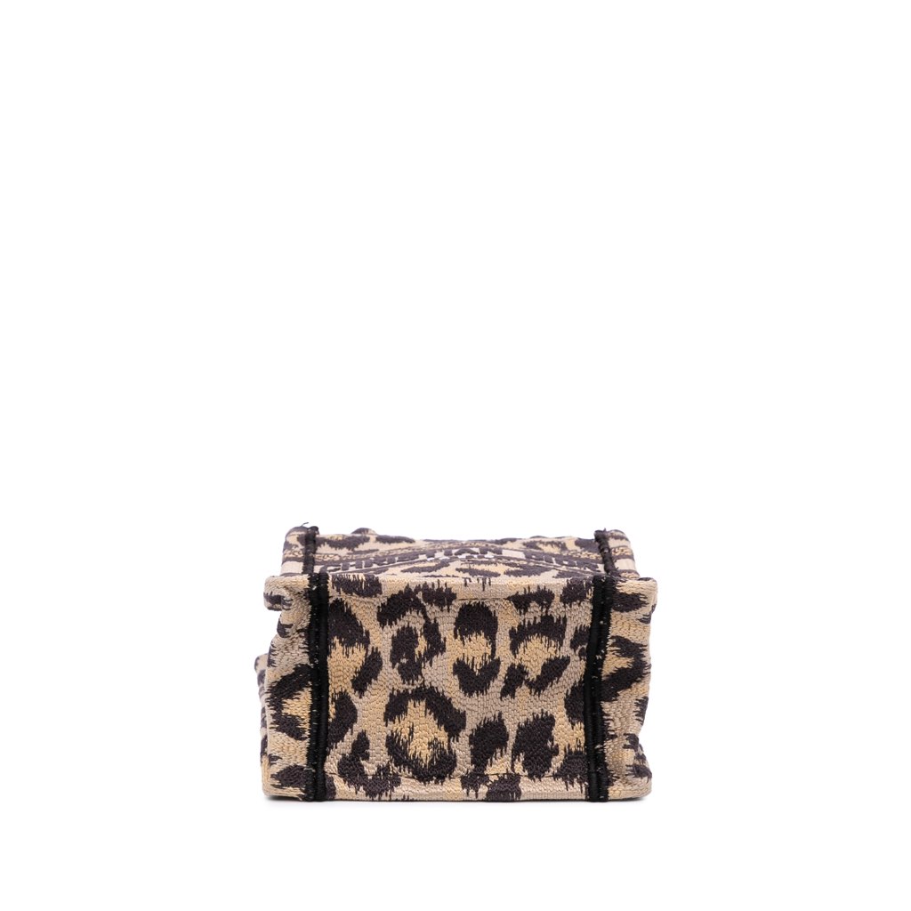 Dior Mizza Mini Embroidered Canvas Leopard Vertical Book Tote - 3