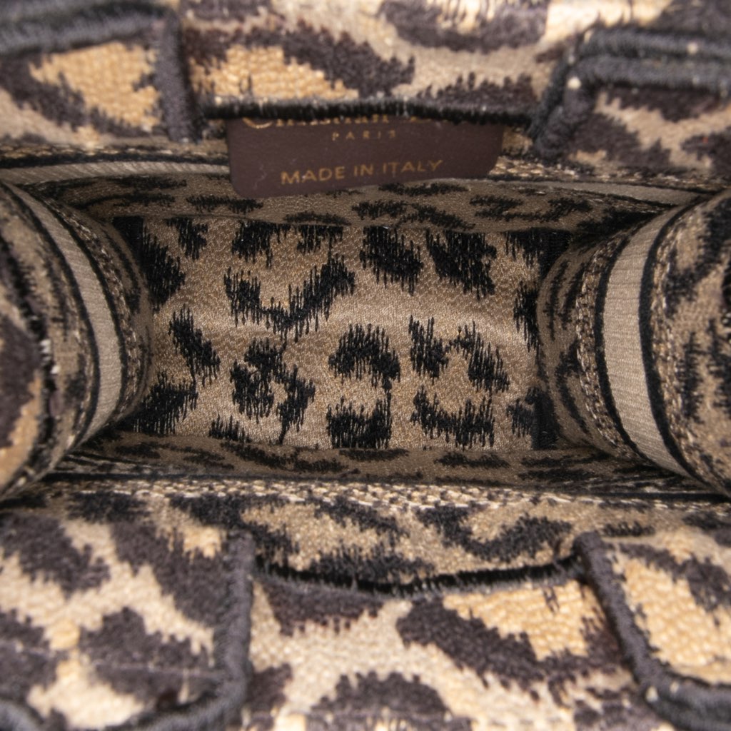 Dior Mizza Mini Embroidered Canvas Leopard Vertical Book Tote - 4