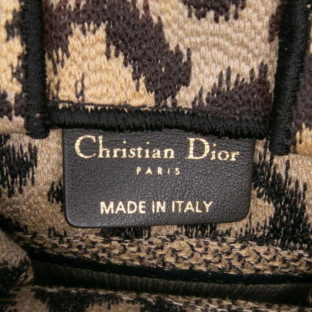Dior Mizza Mini Embroidered Canvas Leopard Vertical Book Tote - 5